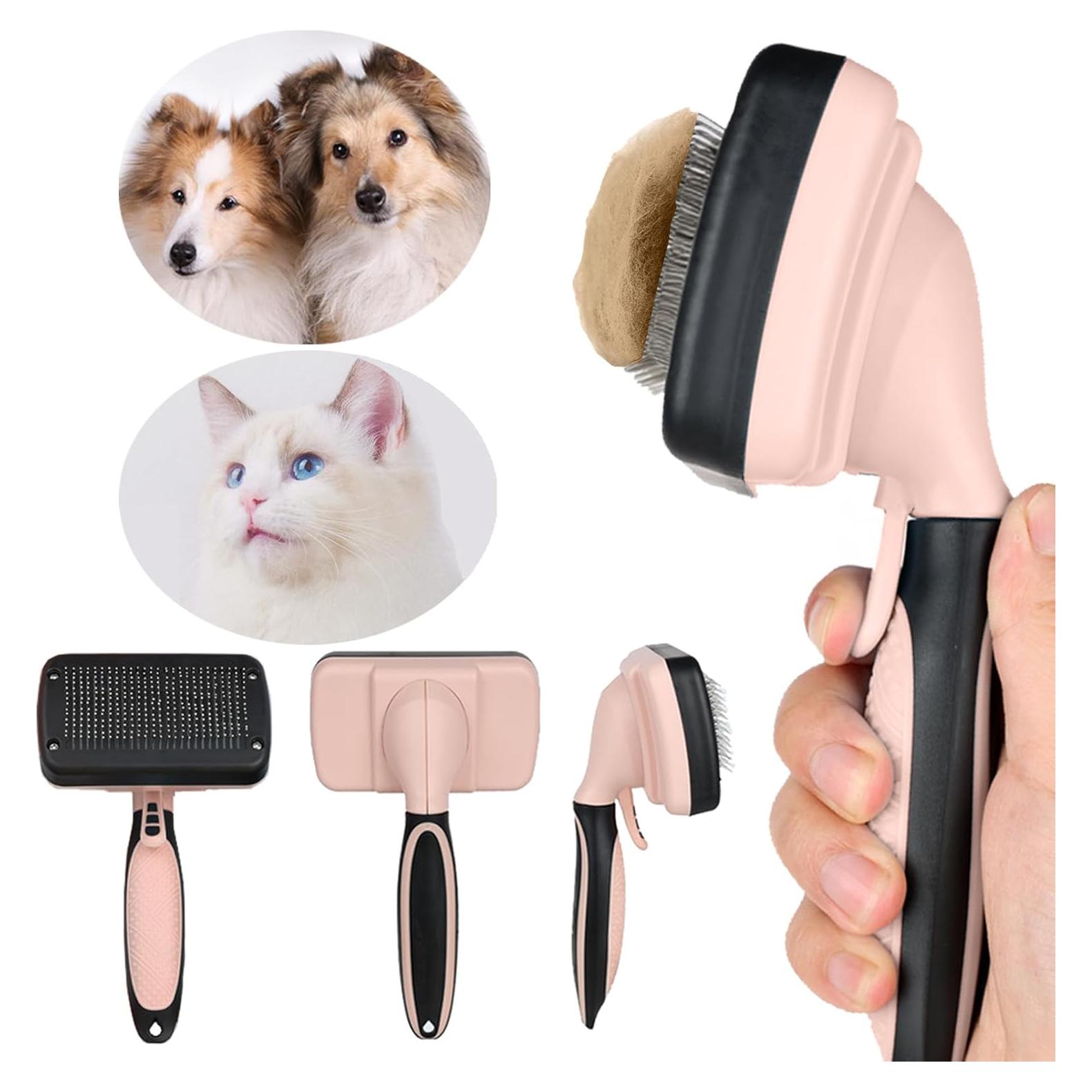 Cepillo Acicalador Autolimpiante ESYAMIPET para Perros y Gatos - Rosa