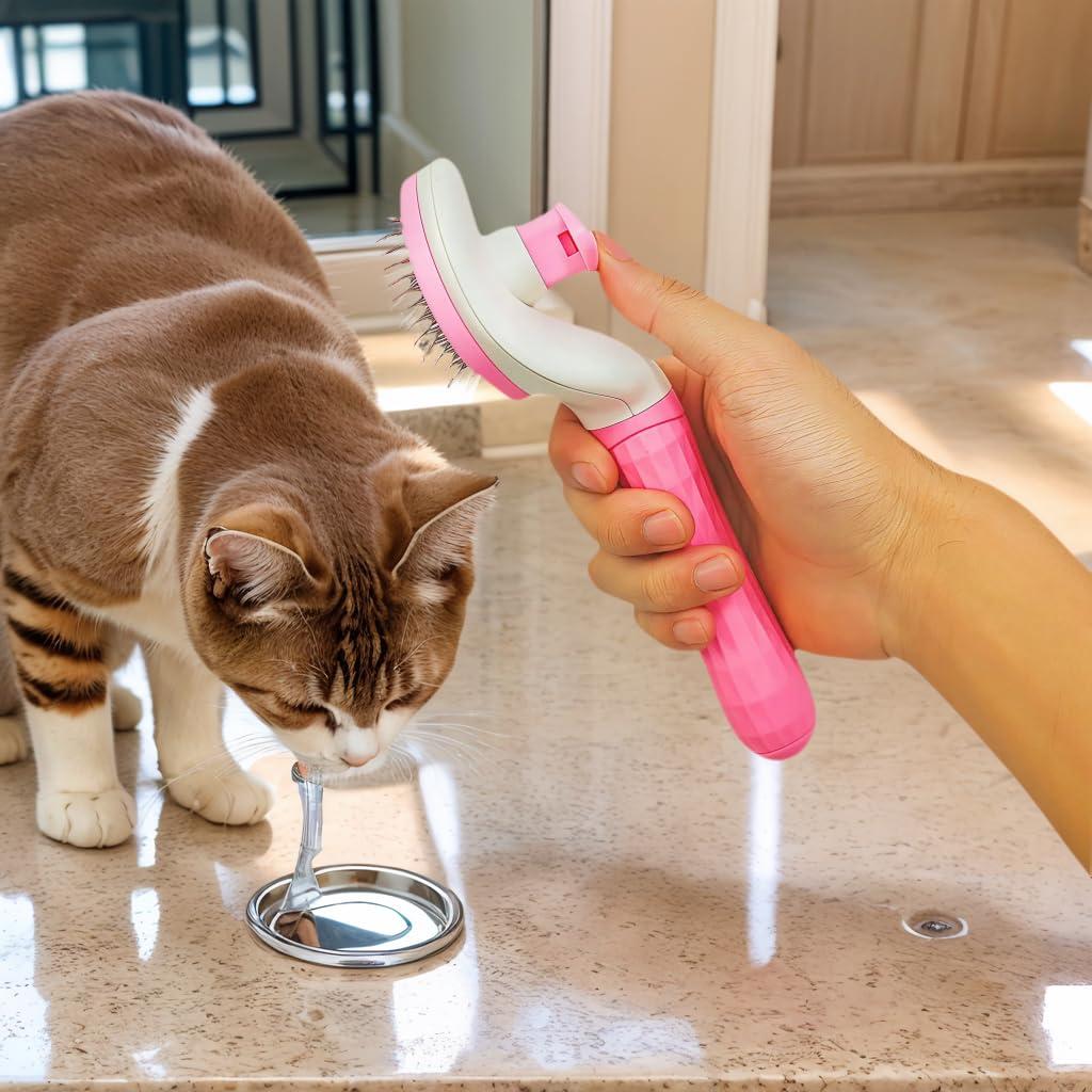 Cepillo Autolimpiante para Gatos PanSukided Rosa 19.6x10.4cm