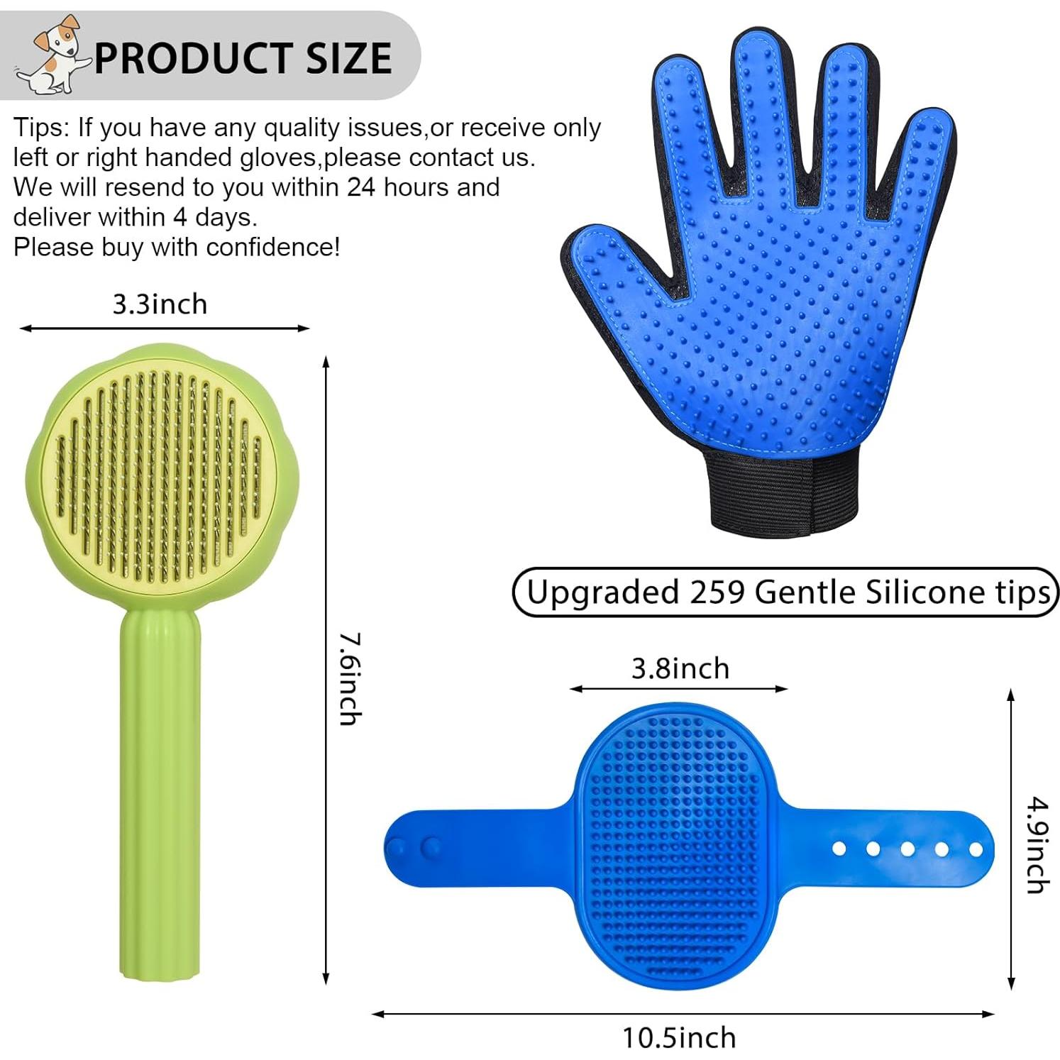 Kit de Aseo para Mascotas GJEASE - Guante y Cepillo Autolimpiante