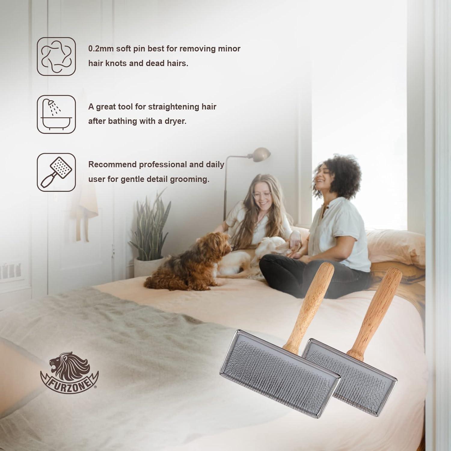 Cepillo Slicker Furzone de Madera L - Acero Inoxidable para Perros