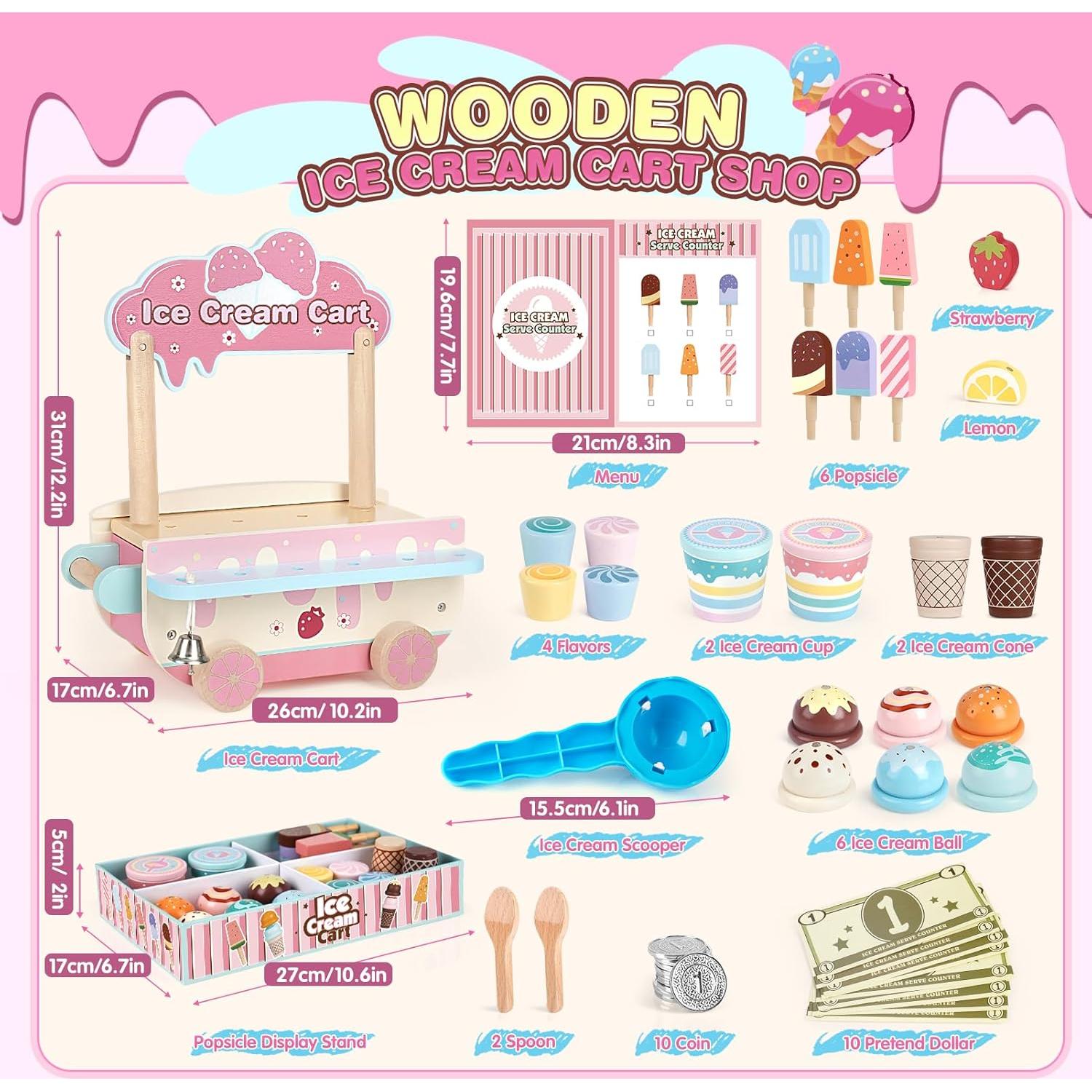 Juguete de helado de madera Dreamon 48 PCS para niños 3-6 años
