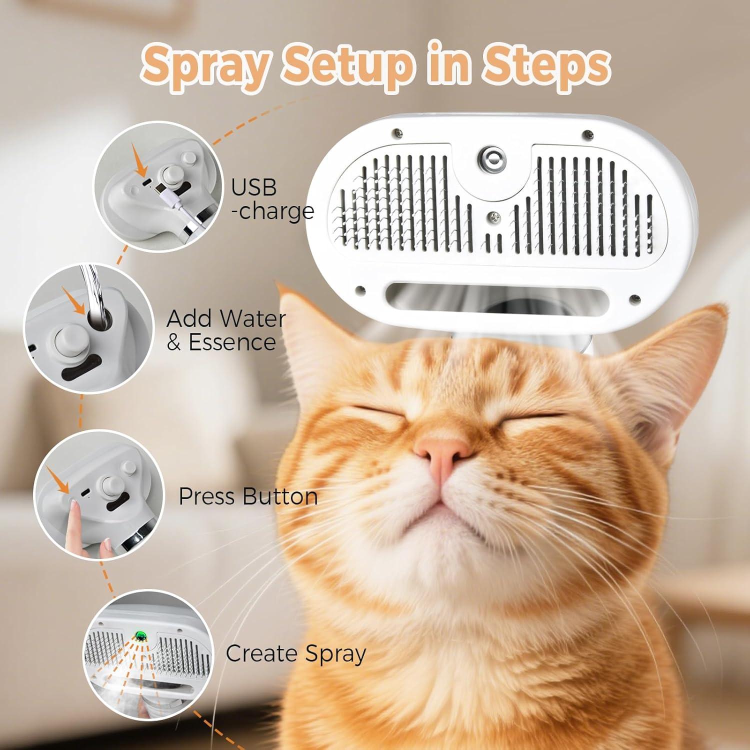 Cepillo de Vapor para Gatos HOB4U 600W con Spray y Secador