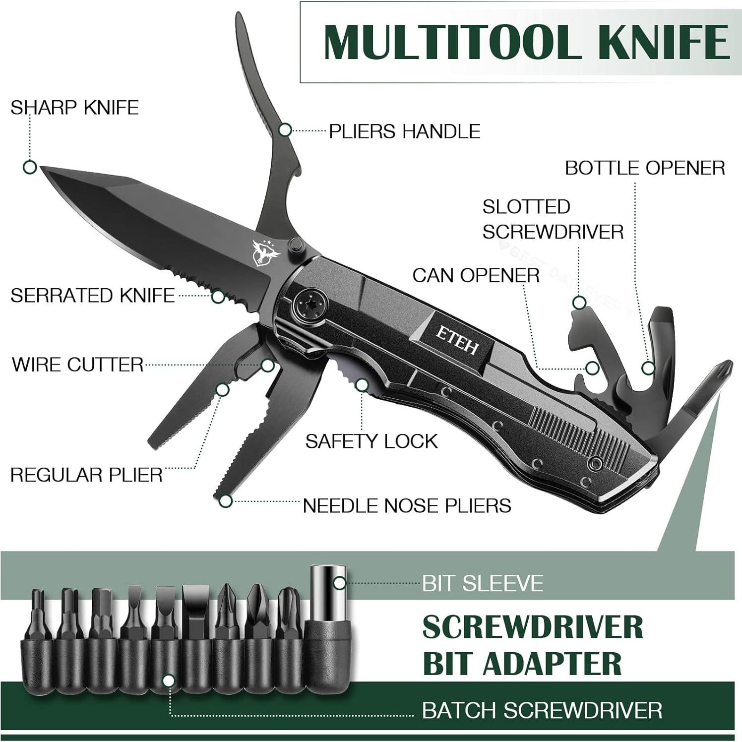 Cuchillo Multiherramienta ETEH 13 en 1 para Hombres Camping