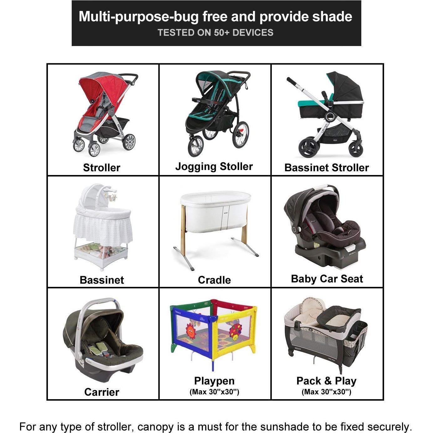 Cubierta de Malla Ventilada para Cochecito y Silla de Auto