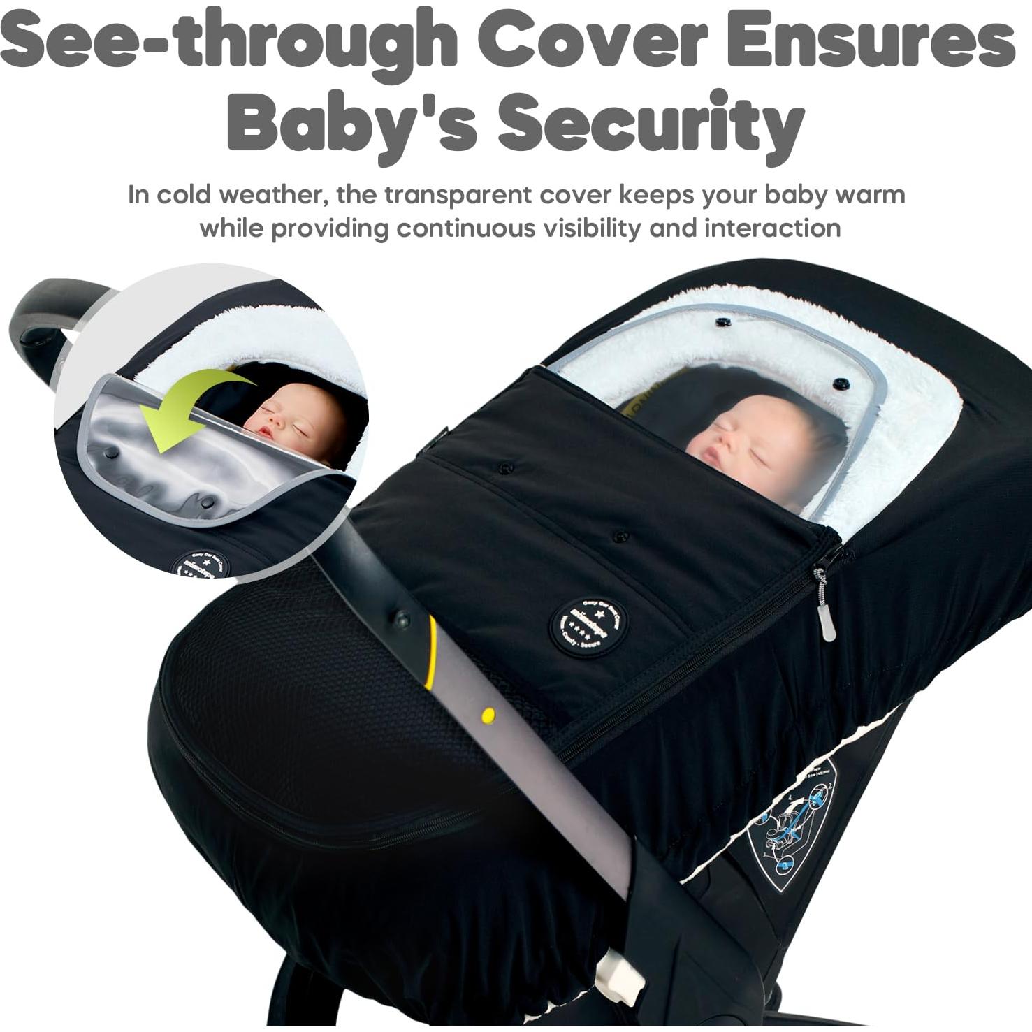 Cubierta para Asiento de Auto Bebé Mamatepe Winter, Negro