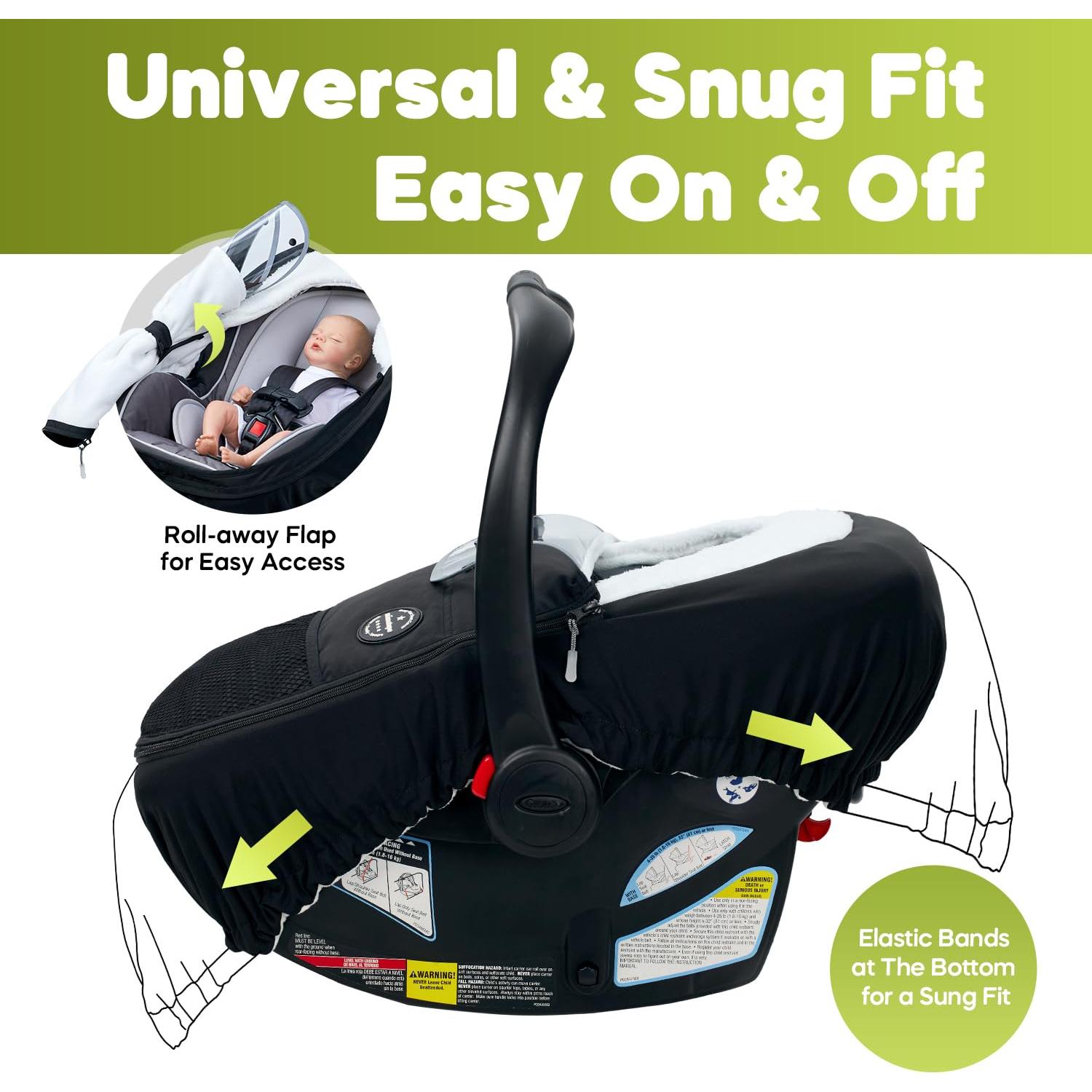 Cubierta para Asiento de Auto Bebé Mamatepe Winter, Negro