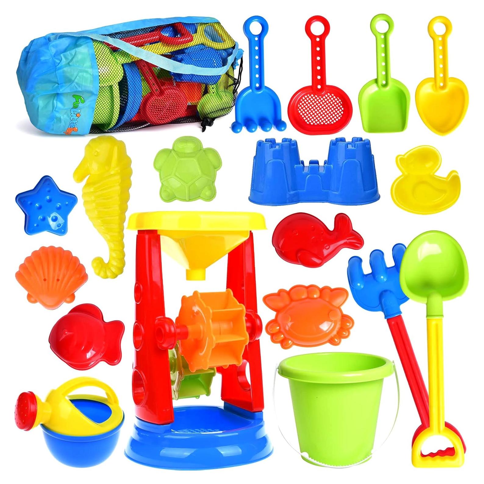 Set de Juguetes de Playa FUN LITTLE TOYS 19 Piezas con Bolsa
