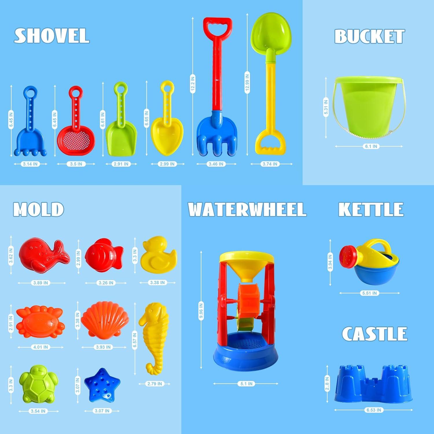 Set de Juguetes de Playa FUN LITTLE TOYS 19 Piezas con Bolsa