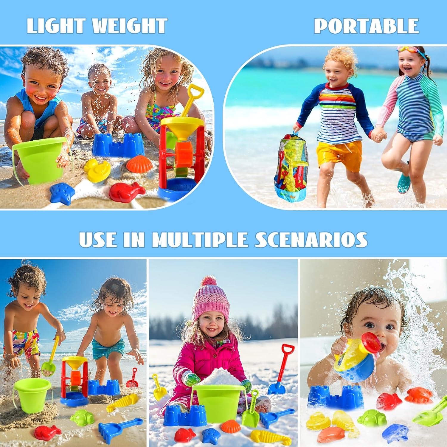 Set de Juguetes de Playa FUN LITTLE TOYS 19 Piezas con Bolsa