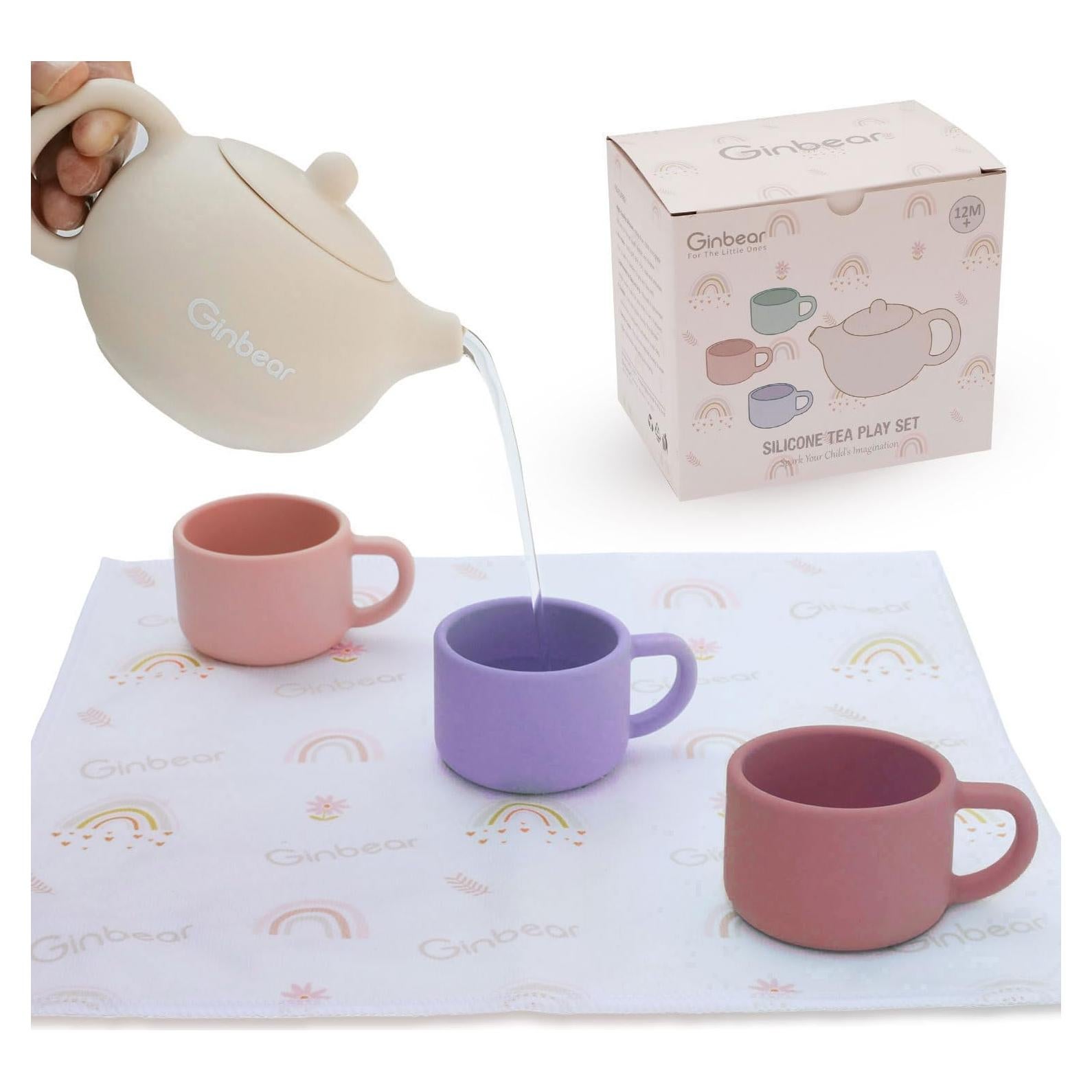 Juego de Té de Silicona Ginbear para Niños 12-60 Meses