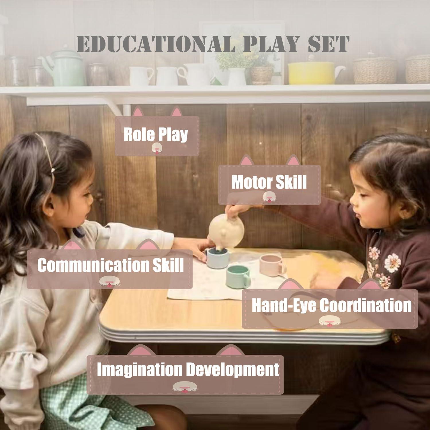 Juego de Té de Silicona Ginbear para Niños 12-60 Meses