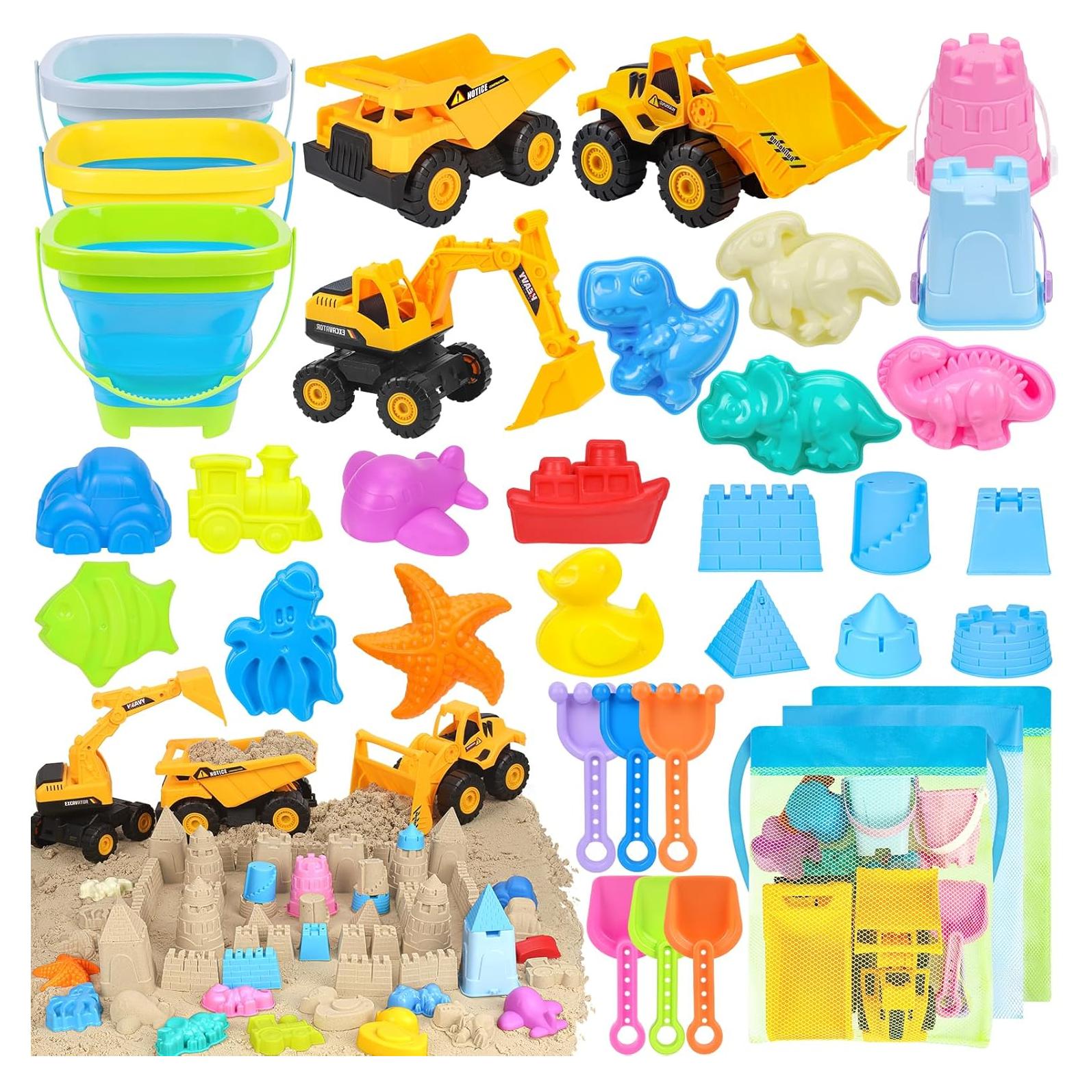Juego de Juguetes de Playa FHOZGECY 35 Piezas con Vehículos
