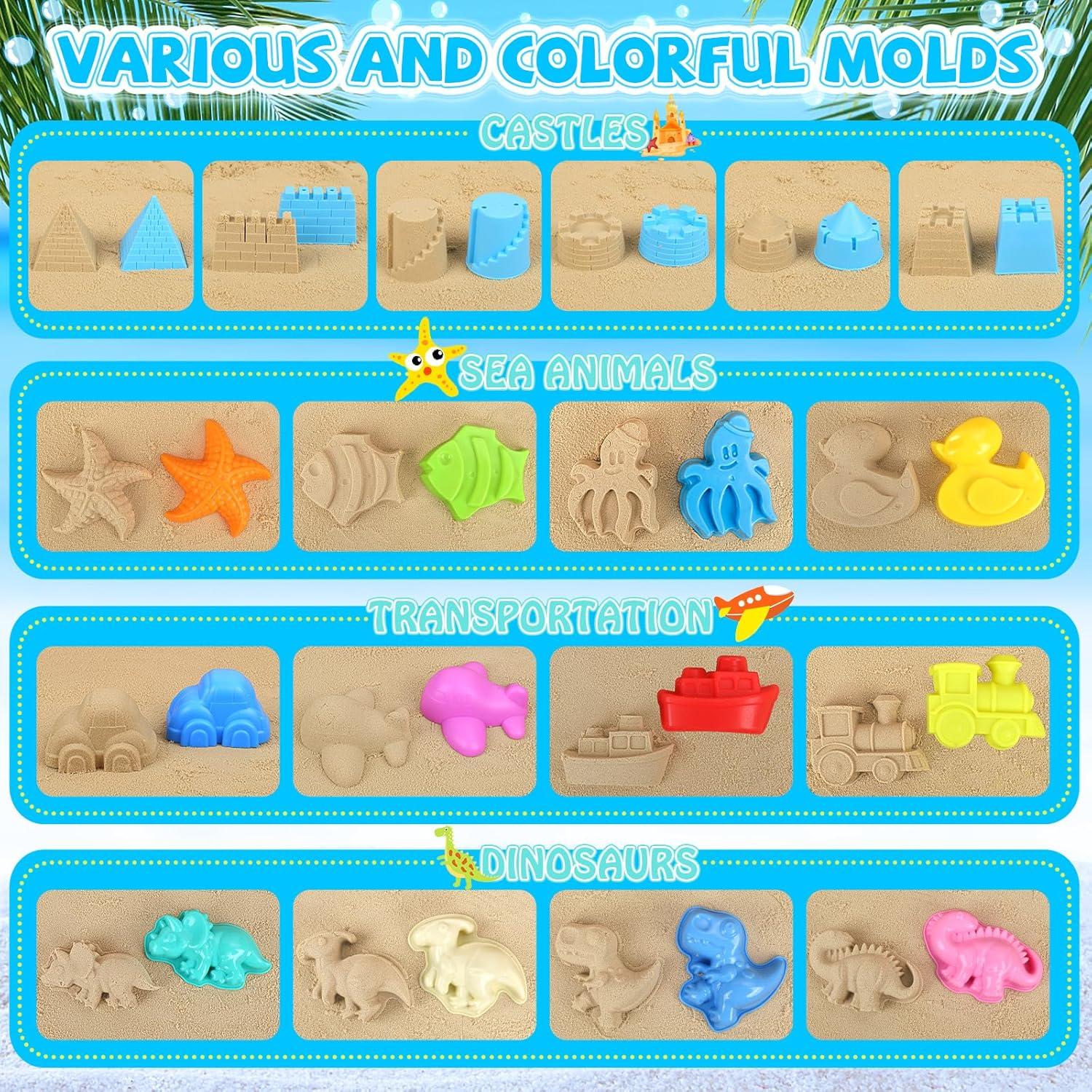 Juego de Juguetes de Playa FHOZGECY 35 Piezas con Vehículos