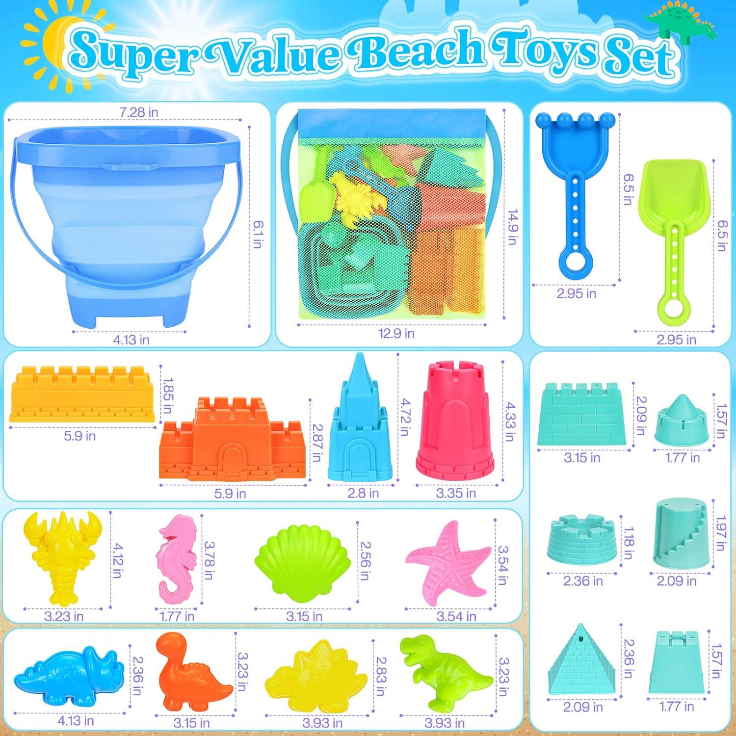 Juego de Juguetes de Playa Plegables RACPNEL 22 PCS para Niños