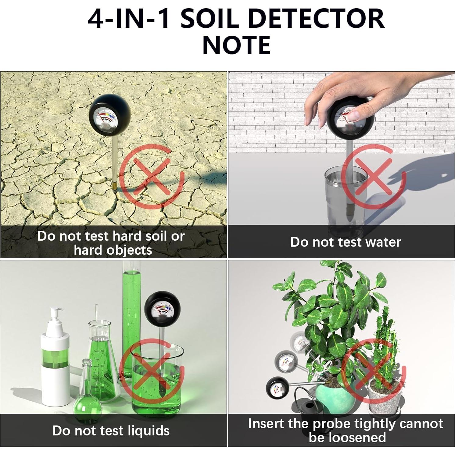 Probador de Suelo 4 en 1 Vitamicor - Medidor de Humedad, pH y Luz