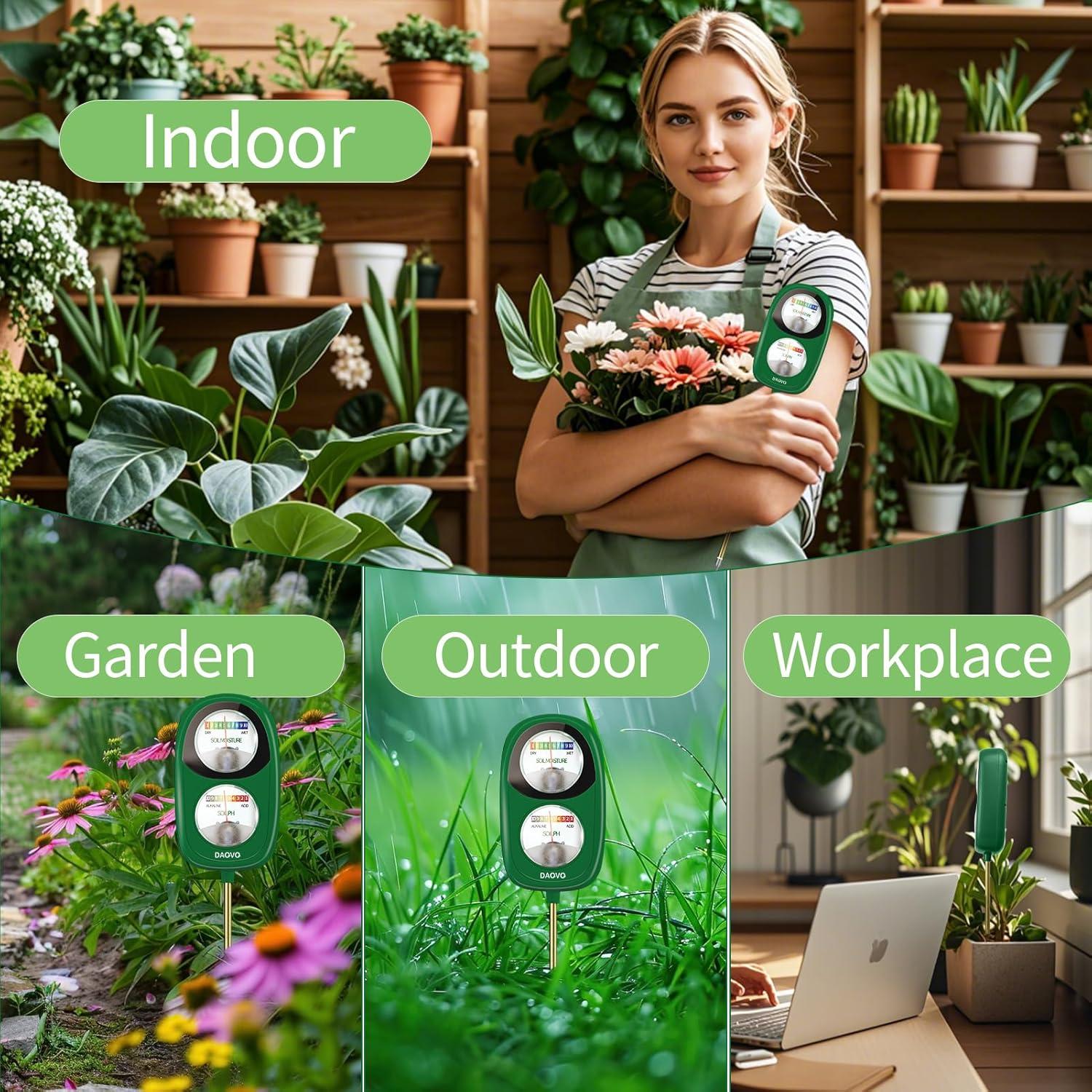 Medidor de Humedad y pH del Suelo DAQVQ 2-en-1 Sin Batería