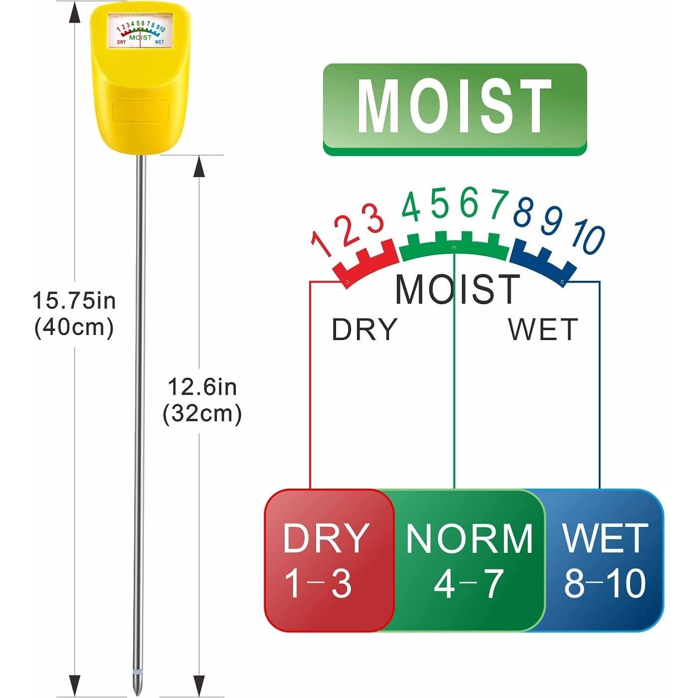 Medidor de Humedad del Suelo TFTEK 14 cm para Jardín - Paquete de 2