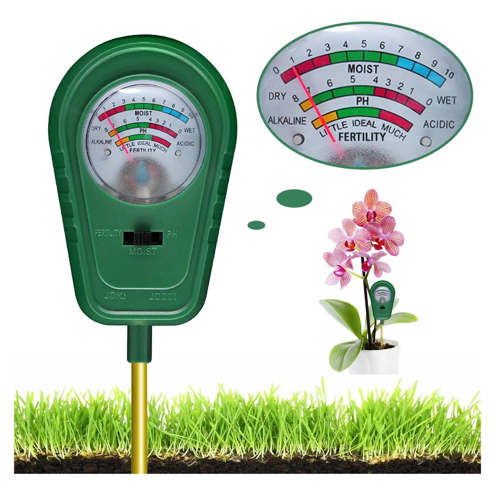 Kit de Prueba de Suelo 3 en 1 - Medidor de Humedad, pH y Fertilidad