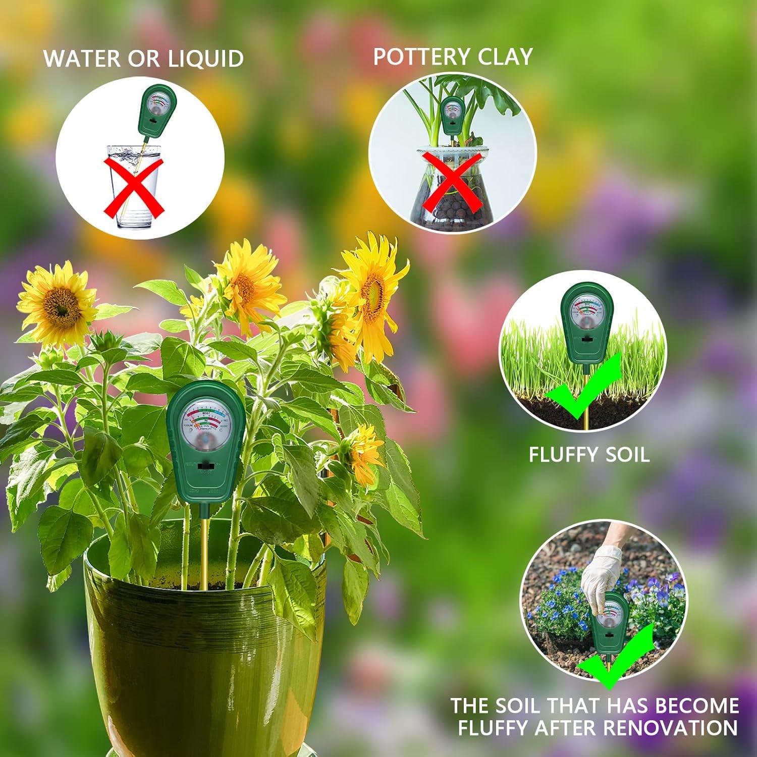 Kit de Prueba de Suelo 3 en 1 - Medidor de Humedad, pH y Fertilidad