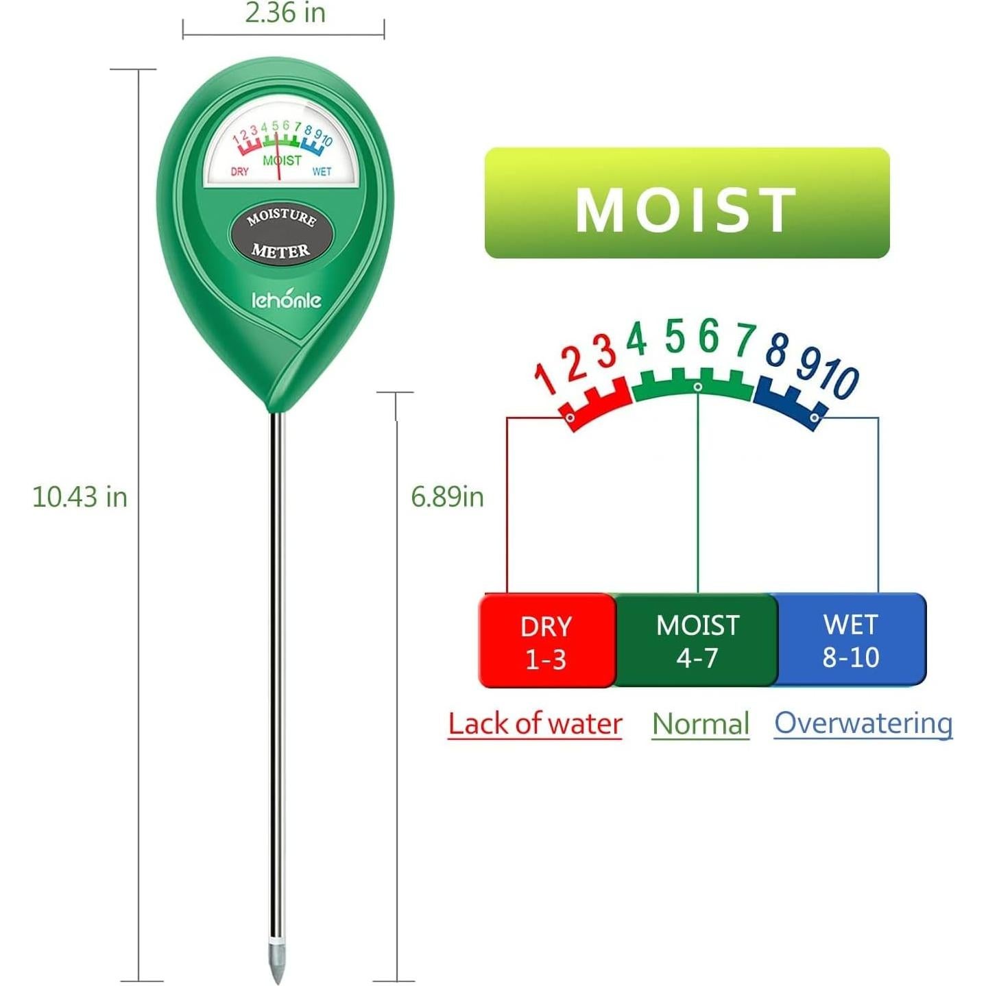 Medidor de Humedad del Suelo Lehomle 17.5 cm para Plantas