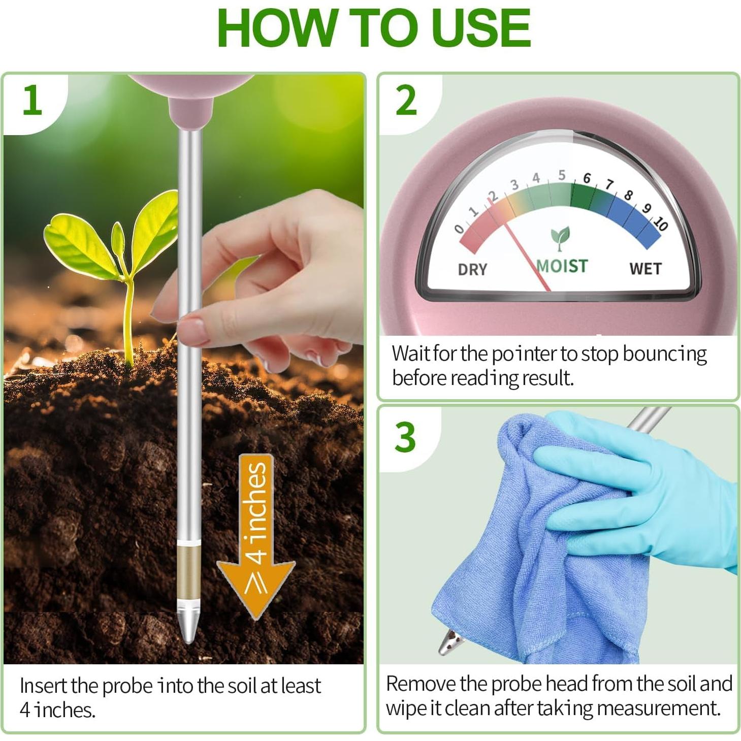 Medidor de Humedad del Suelo Naiades Oro Rosa 26.9 cm Sin Baterías