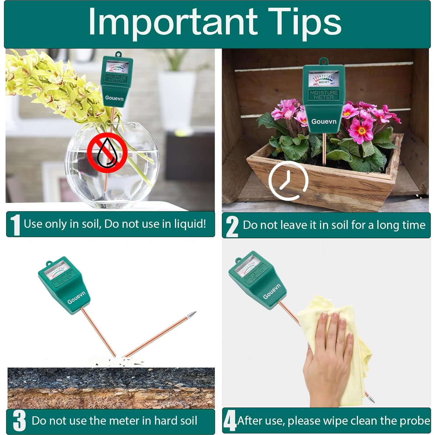 Medidor de Humedad del Suelo Gouevn G01Plus 30.34cm