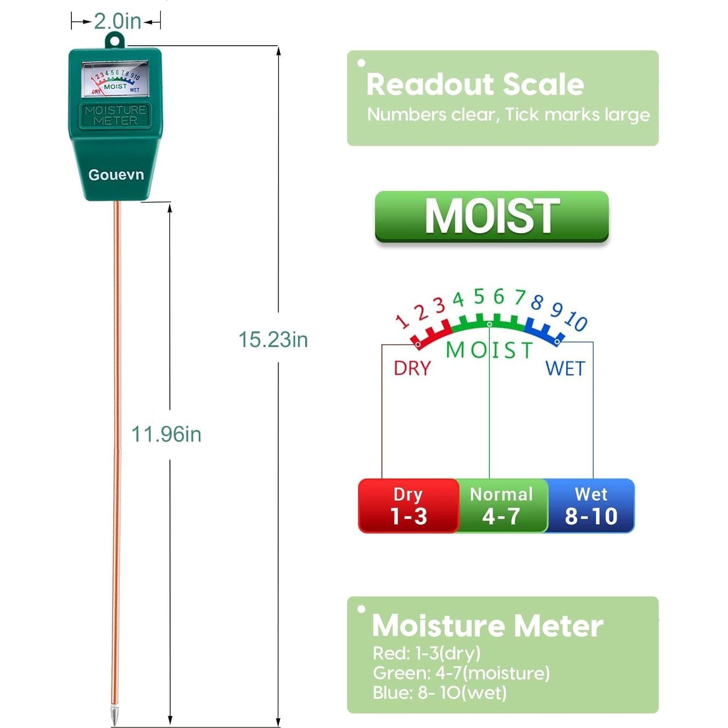 Medidor de Humedad del Suelo Gouevn G01Plus 30.34cm