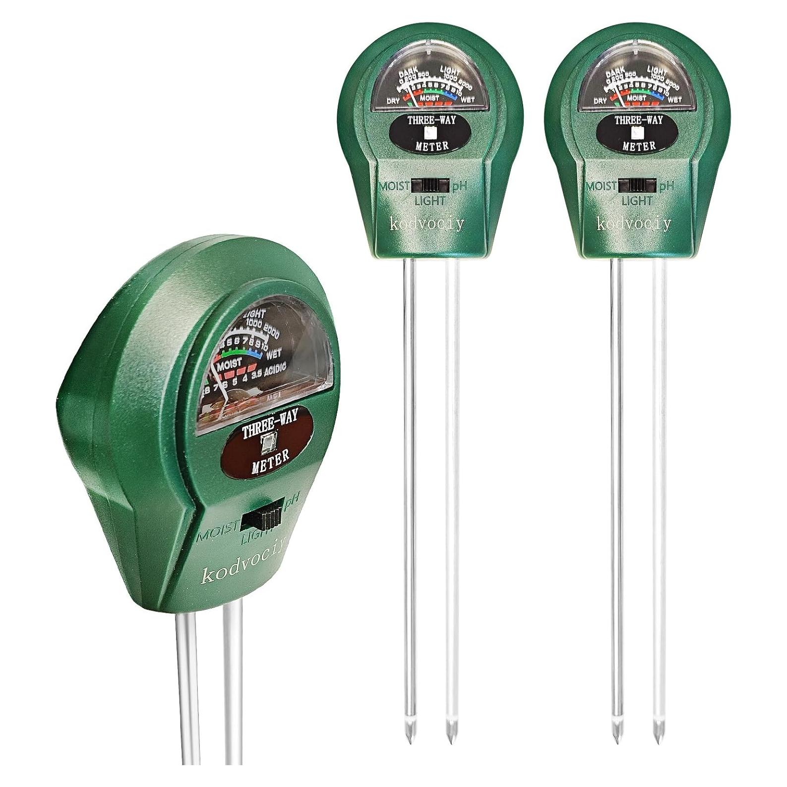 Kit de Prueba de Suelo 3-en-1 Kodvociy - Medidor de pH, Humedad y Luz