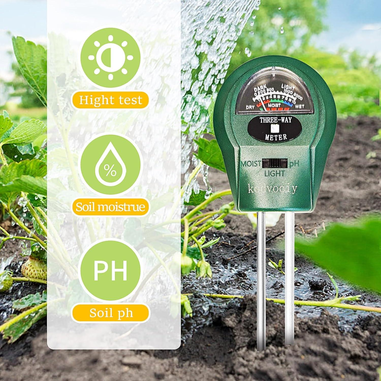 Kit de Prueba de Suelo 3-en-1 Kodvociy - Medidor de pH, Humedad y Luz