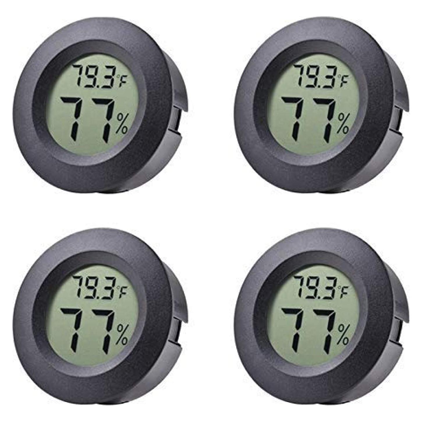 Paquete de 4 Higrómetros Termómetros Digitales Veanic LCD