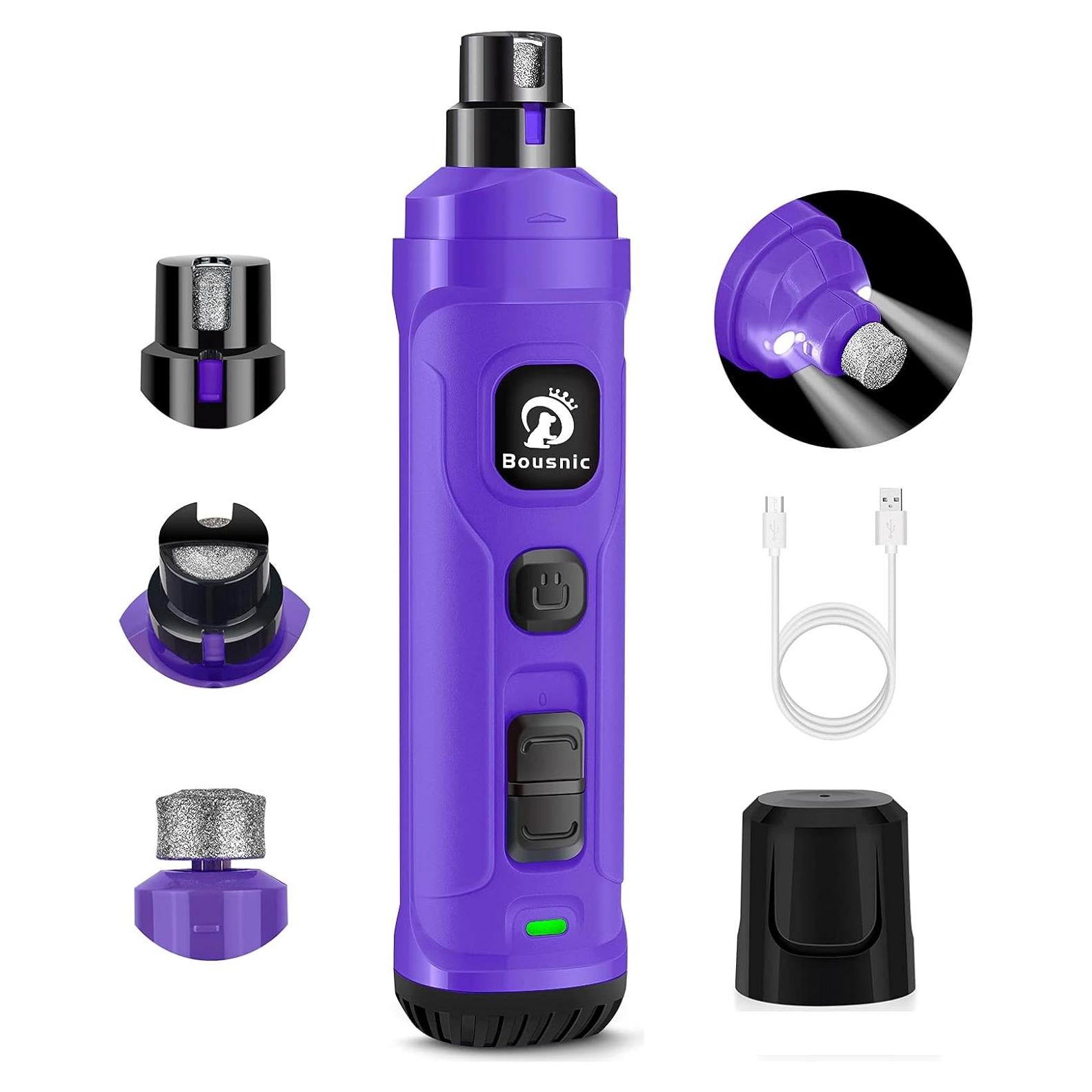 Molinillo de Uñas Eléctrico Bousnic con 2 Luces LED - Silencioso y Potente