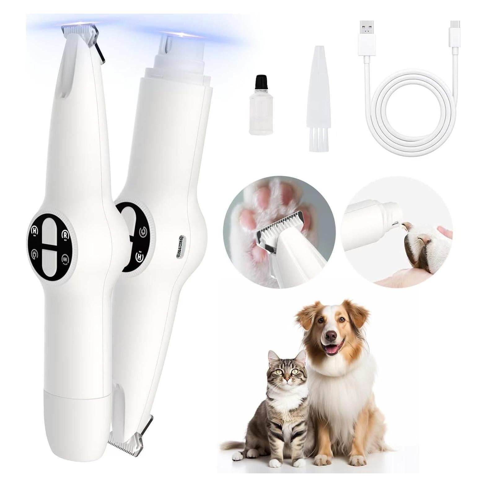 Recortador de patas y uñas para perros AYWOHA 2 en 1 con LED