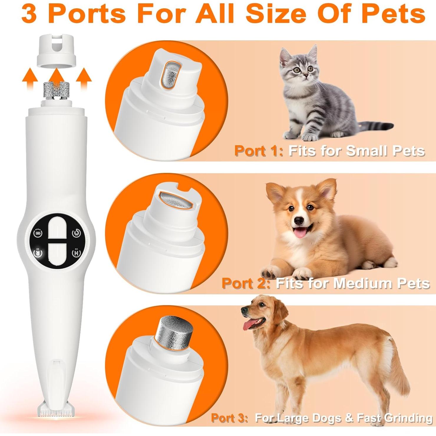 Recortador de patas y uñas para perros AYWOHA 2 en 1 con LED