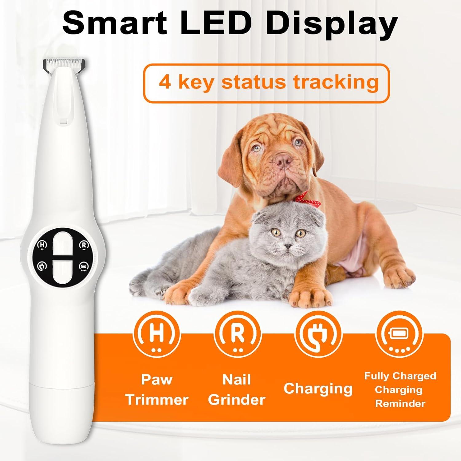 Recortador de patas y uñas para perros AYWOHA 2 en 1 con LED