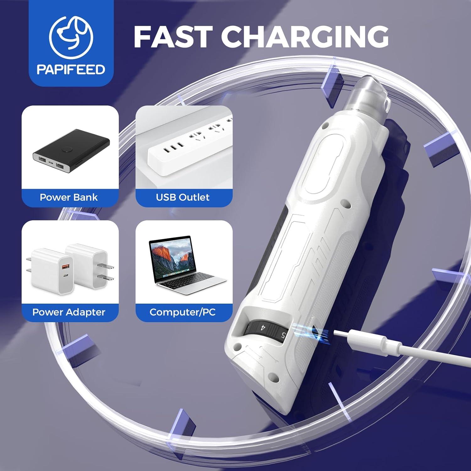 Molinillo de Uñas PAPIFEED Blanco - Cortador Ajustable 6 Velocidades