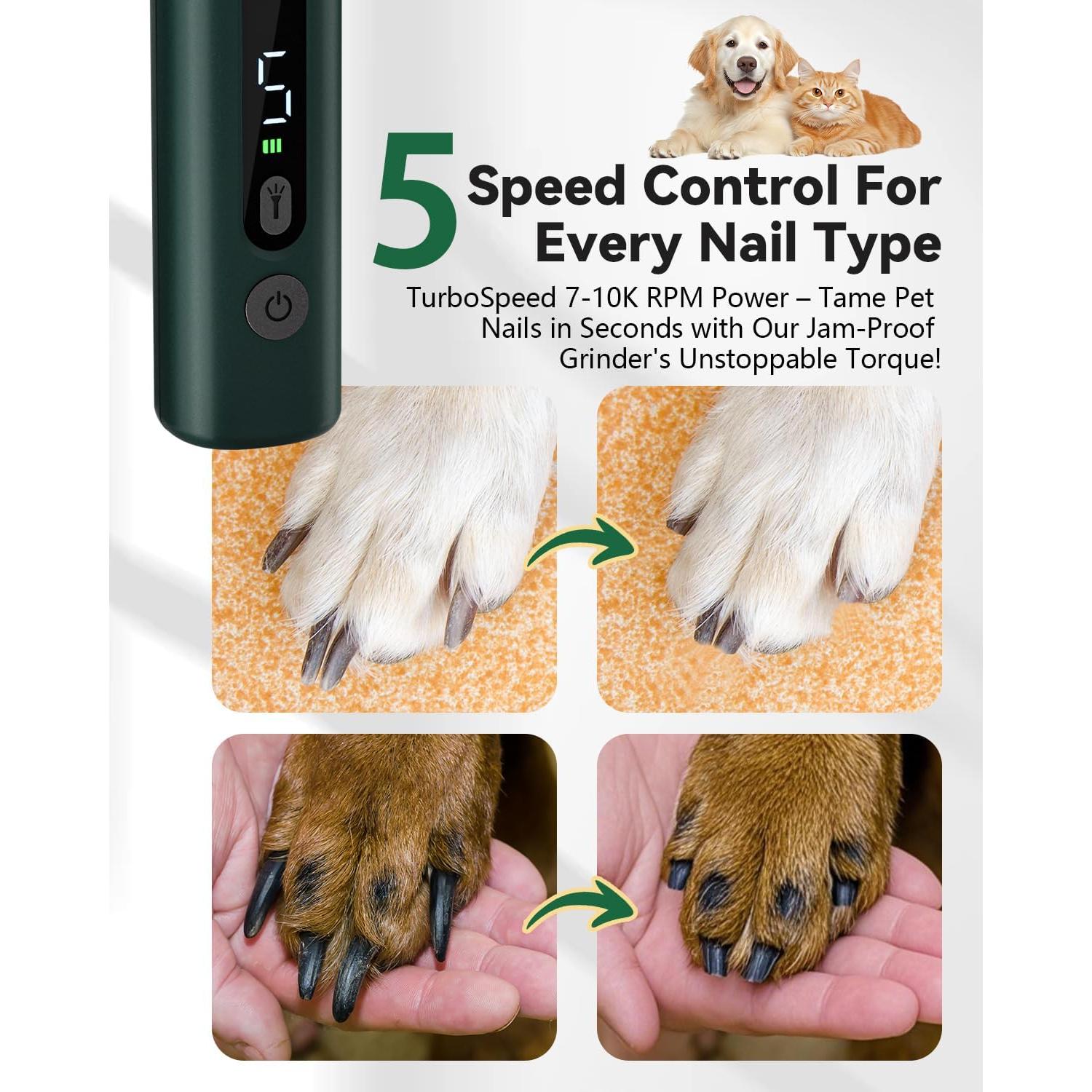 Amoladora de Uñas Eléctrica Weini Verde 5 Velocidades para Perros