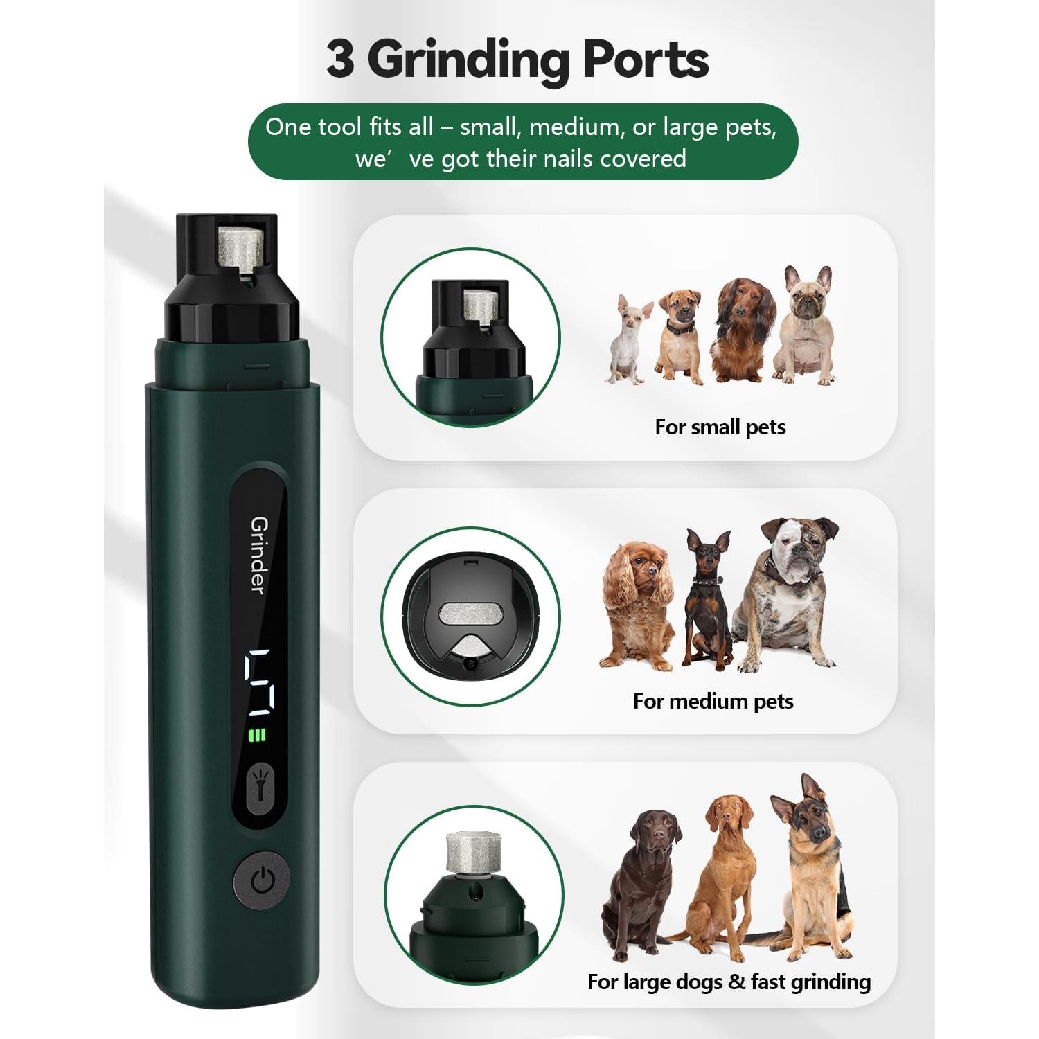 Amoladora de Uñas Eléctrica Weini Verde 5 Velocidades para Perros