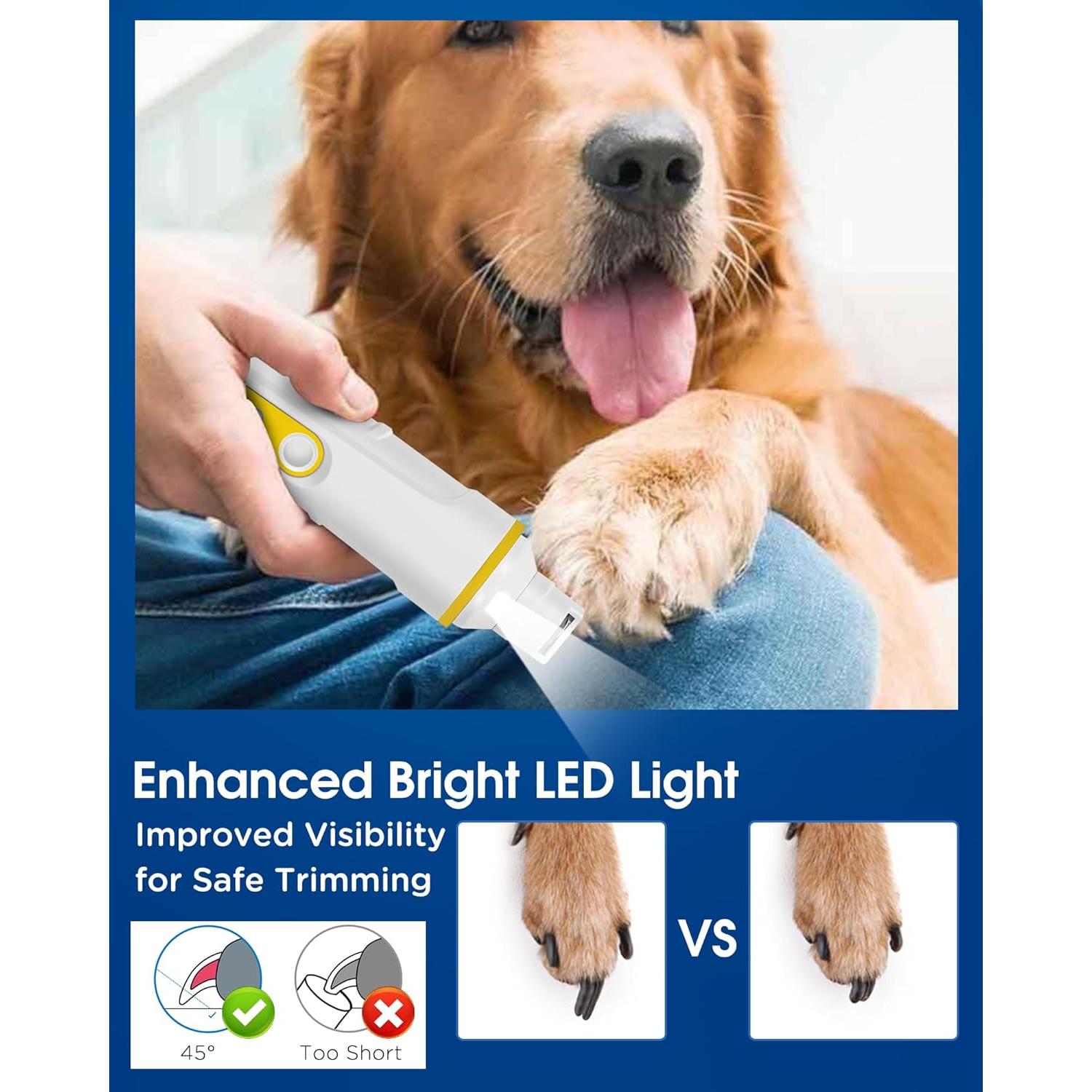 Mina de Uñas para Perros FURBONA - LED, Silenciosa, Recargable