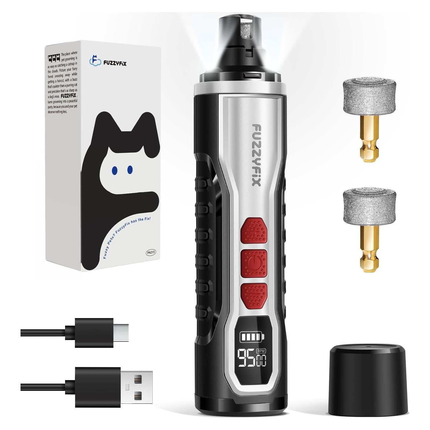 Cortauñas Eléctrico FuzzyFix con Luz LED y 5 Velocidades