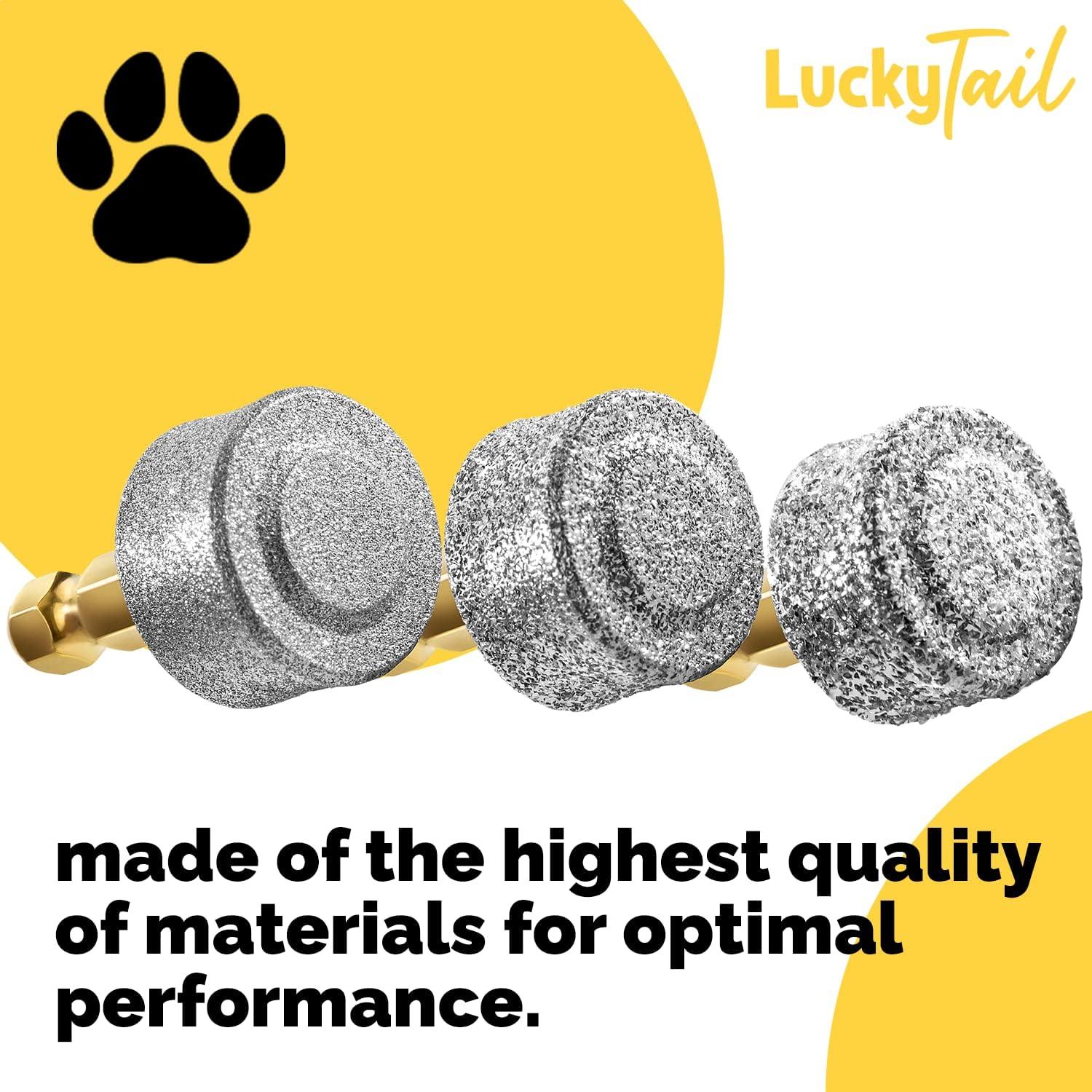LuckyTail Amoladora de Uñas para Perros - Kit de 3 Cabezal Regular, Duro y Suave