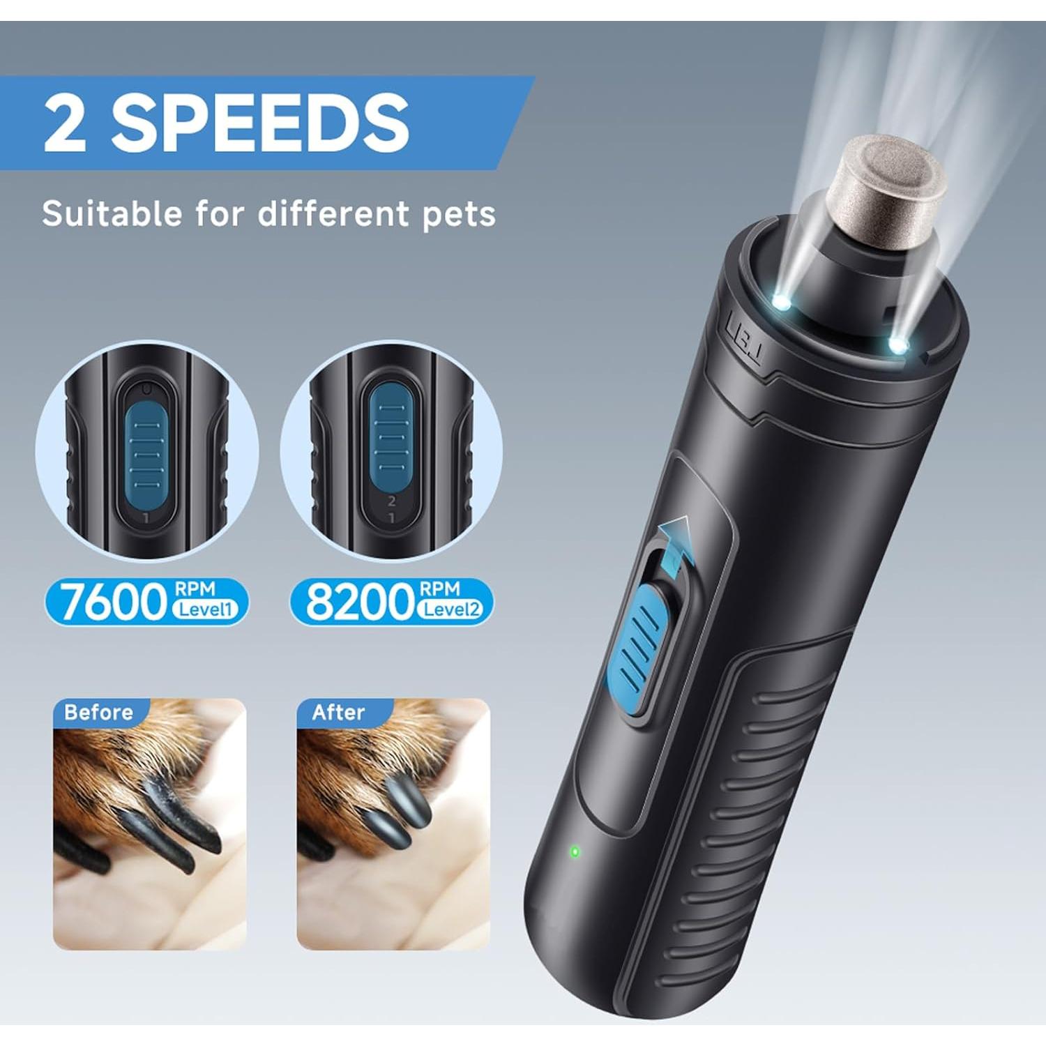 Cortador de Uñas Eléctrico para Perros y Gatos PARAMISS 2 Velocidades