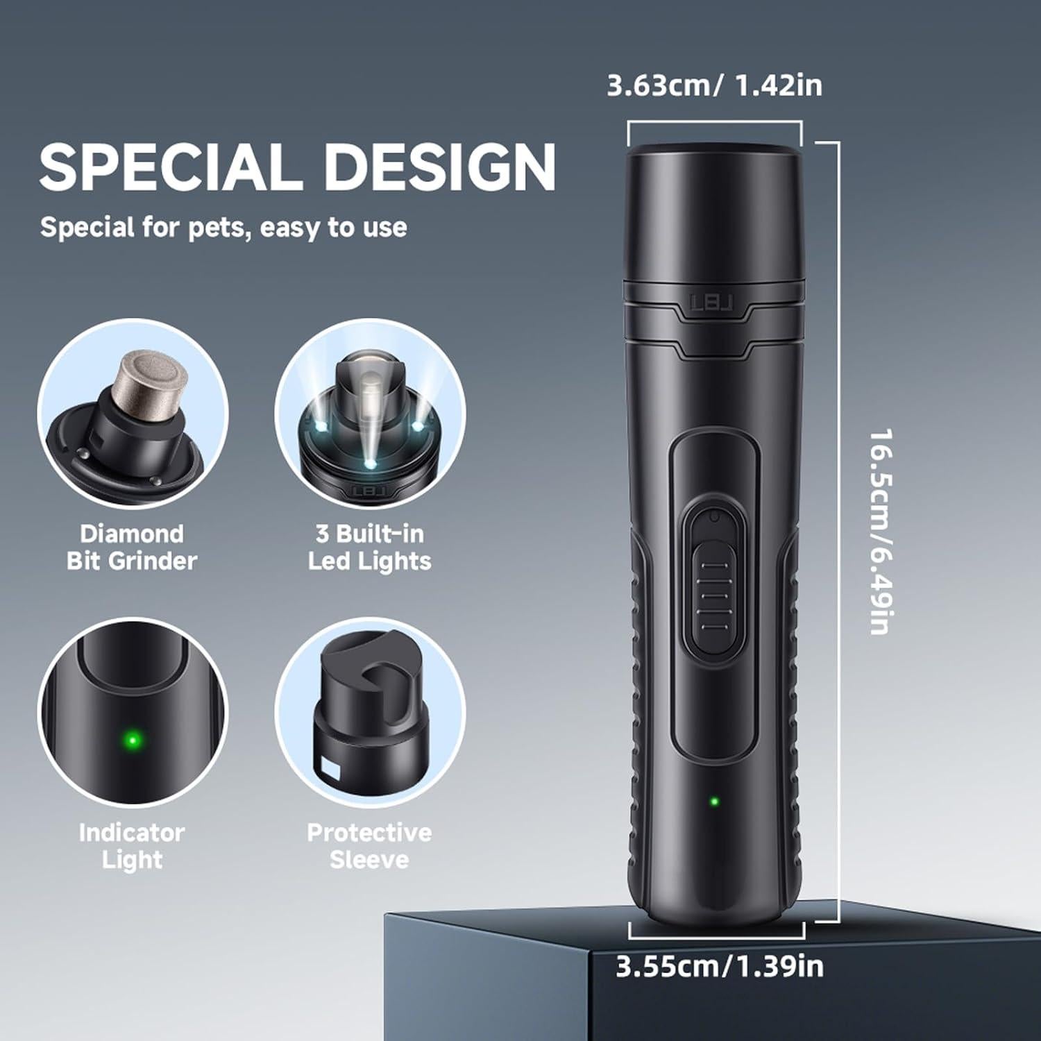 Cortador de Uñas Eléctrico para Perros y Gatos PARAMISS 2 Velocidades