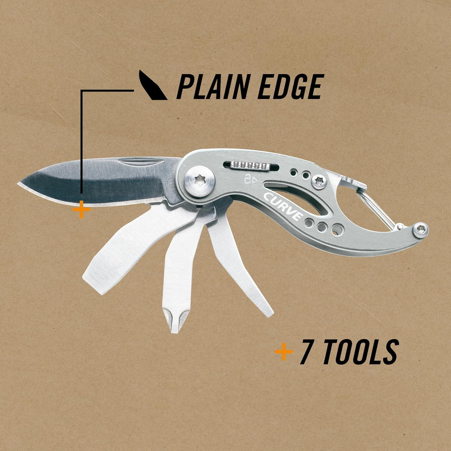 Gerber Gear Curve 6-en-1 Multitool Cuchillo Llavero Gris