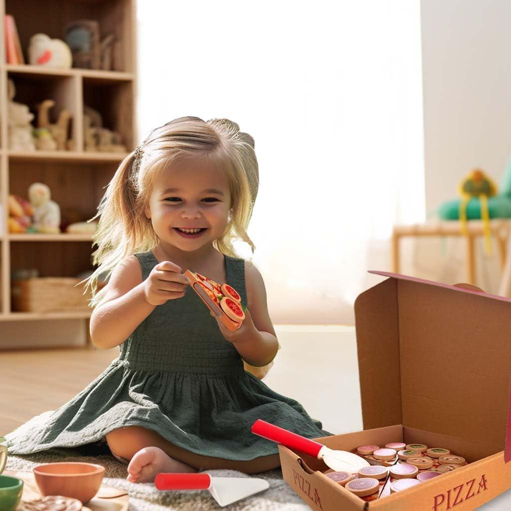 Set de Juguete de Pizza de Madera WoodenEdu - 6 Piezas