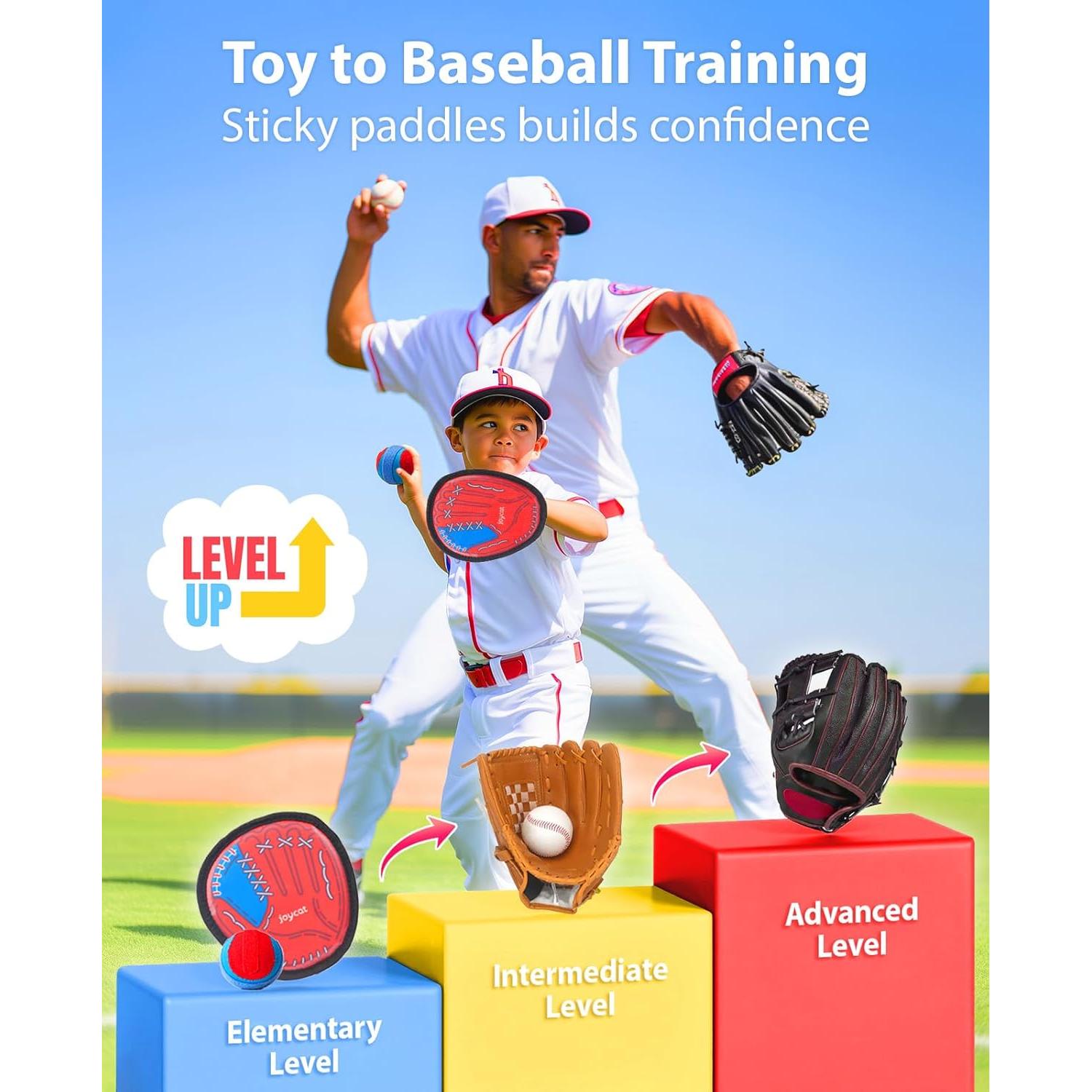 Juego de Lanzar y Atrapar JoyCat - 4 Palas y 4 Pelotas para Niños