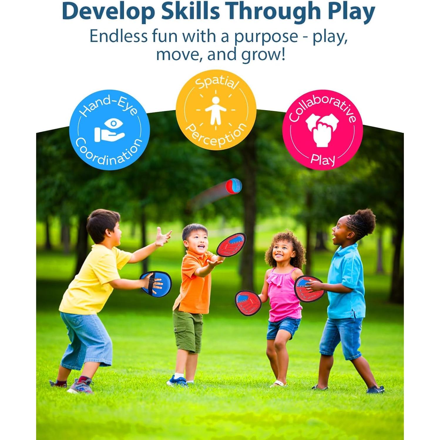 Juego de Lanzar y Atrapar JoyCat - 4 Palas y 4 Pelotas para Niños