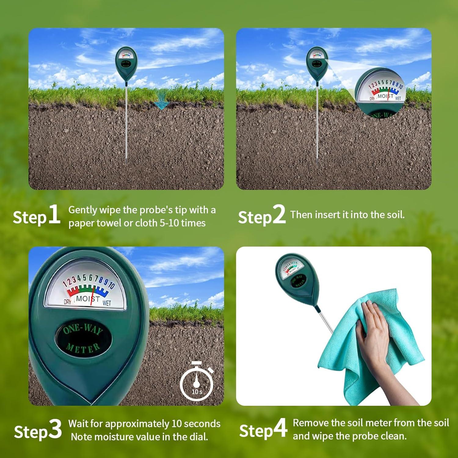 Medidor de Humedad del Suelo MEPHILIMIA 2 Pcs Sin Batería