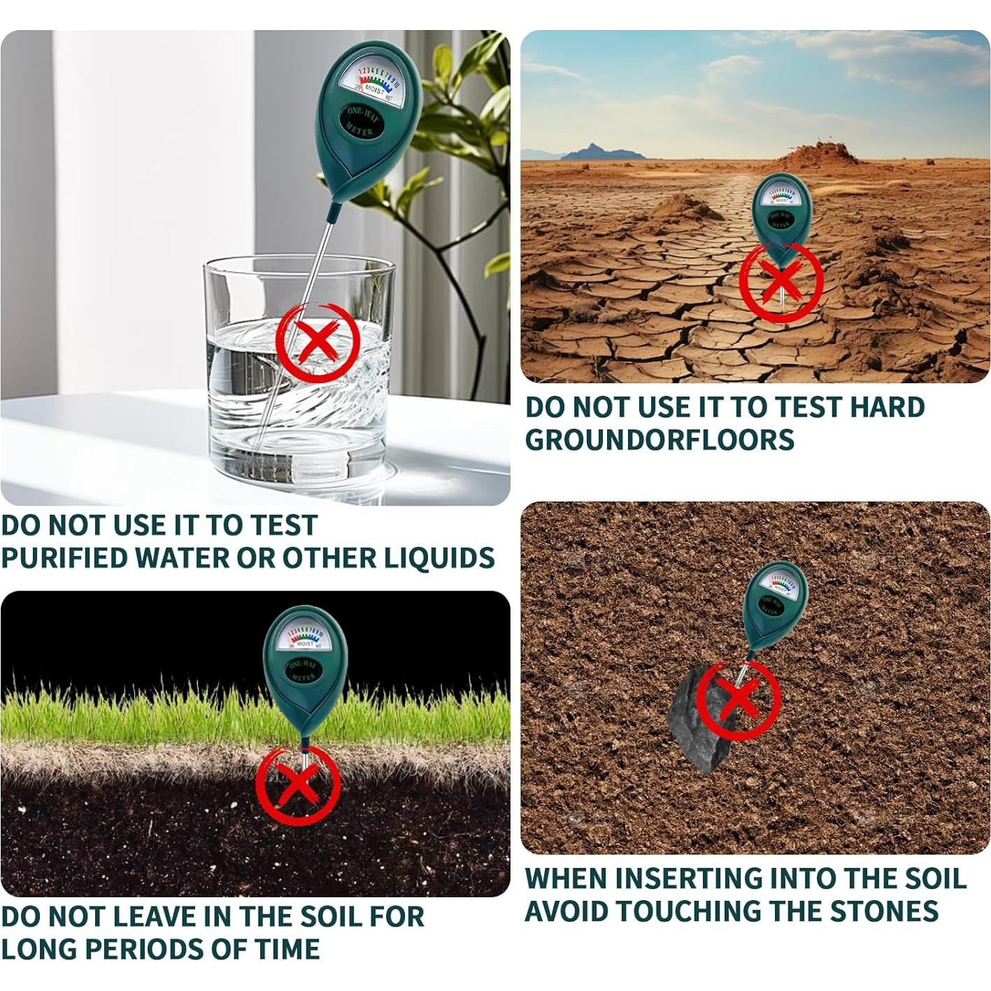 Medidor de Humedad del Suelo MEPHILIMIA 2 Pcs Sin Batería