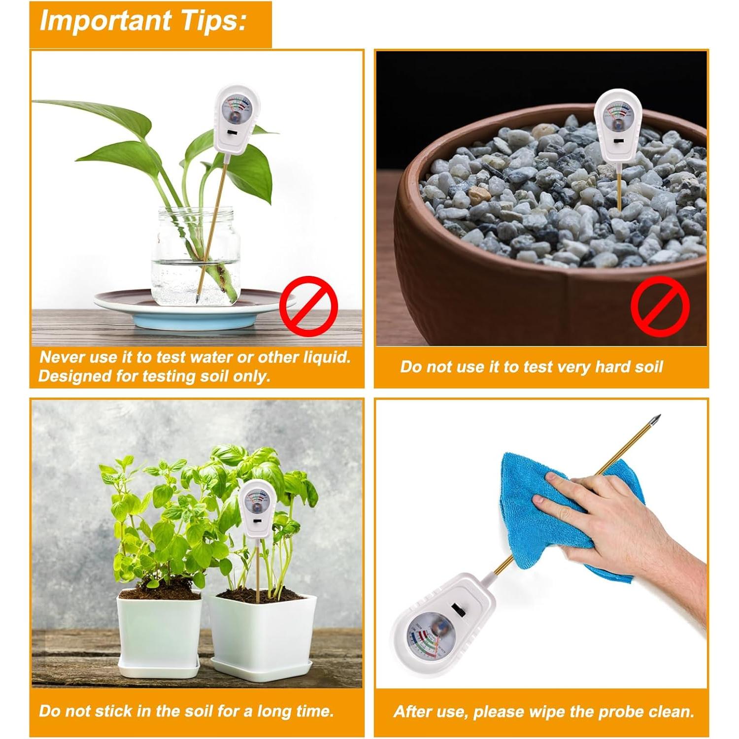 Kit de Prueba de Suelo 3-en-1 Aenncci - Medidor de Humedad, pH y Fertilidad