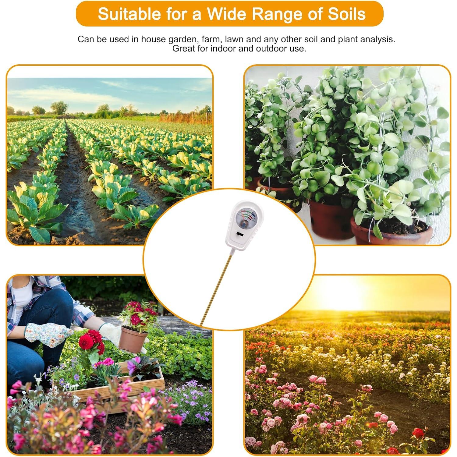 Kit de Prueba de Suelo 3-en-1 Aenncci - Medidor de Humedad, pH y Fertilidad